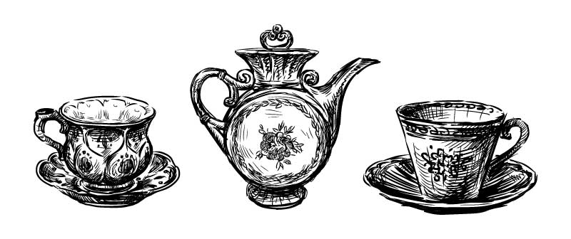 teacups and teapot